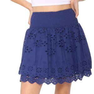 Shabby Chic Senna Eyelet Mini Skirt in Navy
